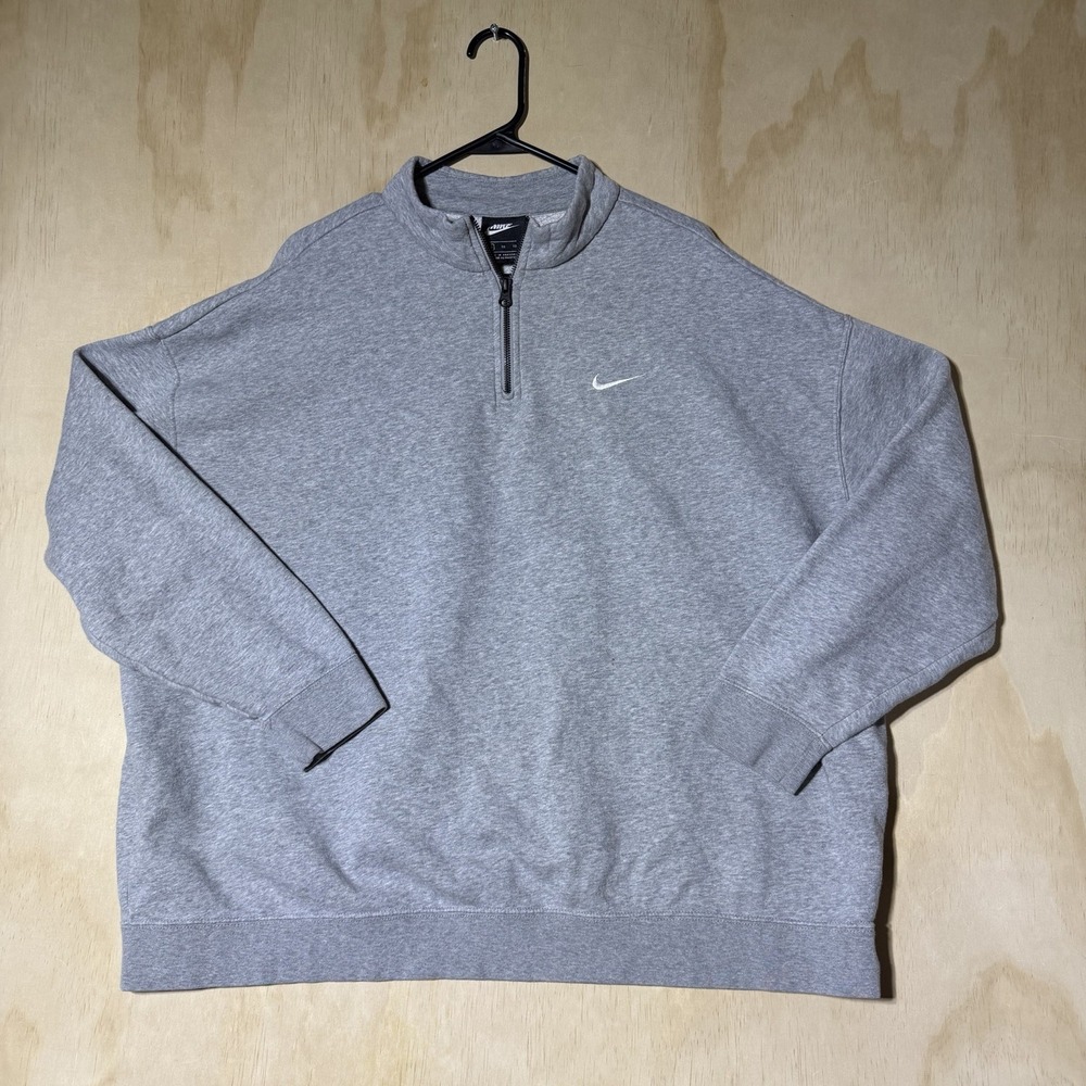 Nike Men’s XL Gray Quarter Zip Pullover Sweatshirt Swoosh Fleece Casual